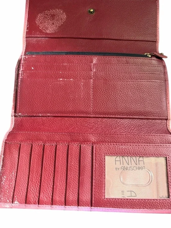 Anuschka Hand-Painted Hummingbird Floral Wallet in Pink Yellow Leather - Picture 3 of 10